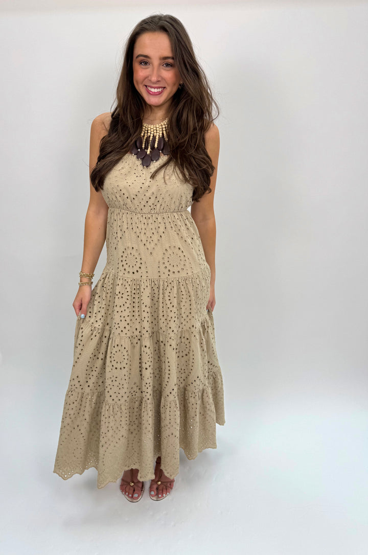 Strapless Eyelet Tiered Dress