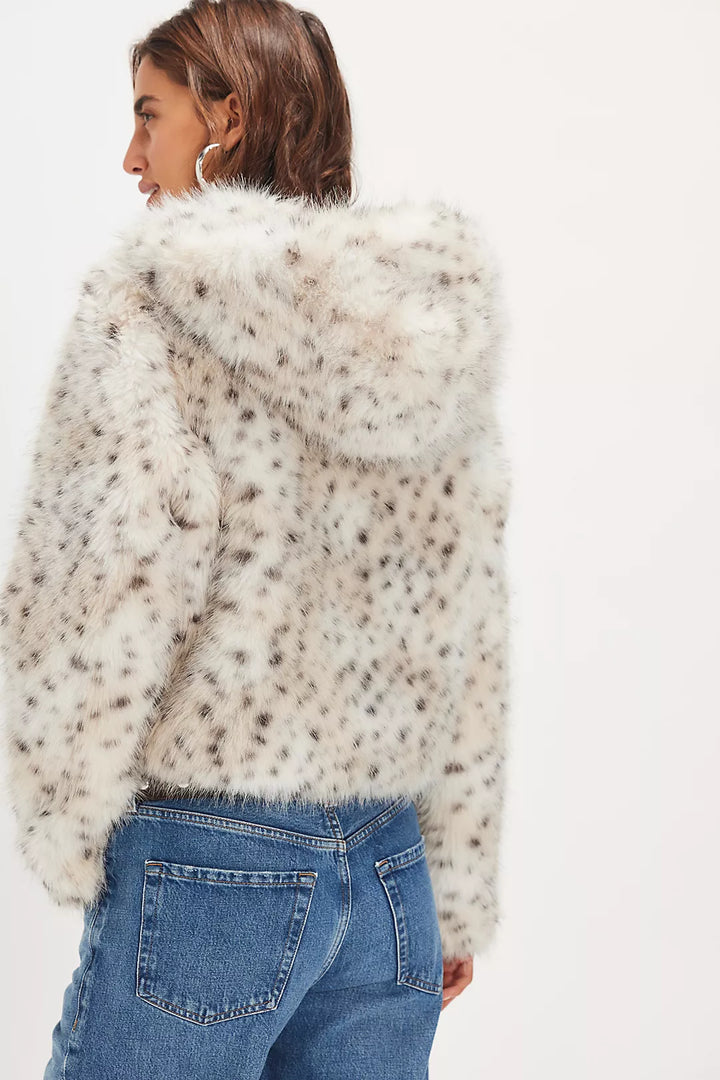 Louder Please Hooded Faux Fur Jacket / Snow Leopard