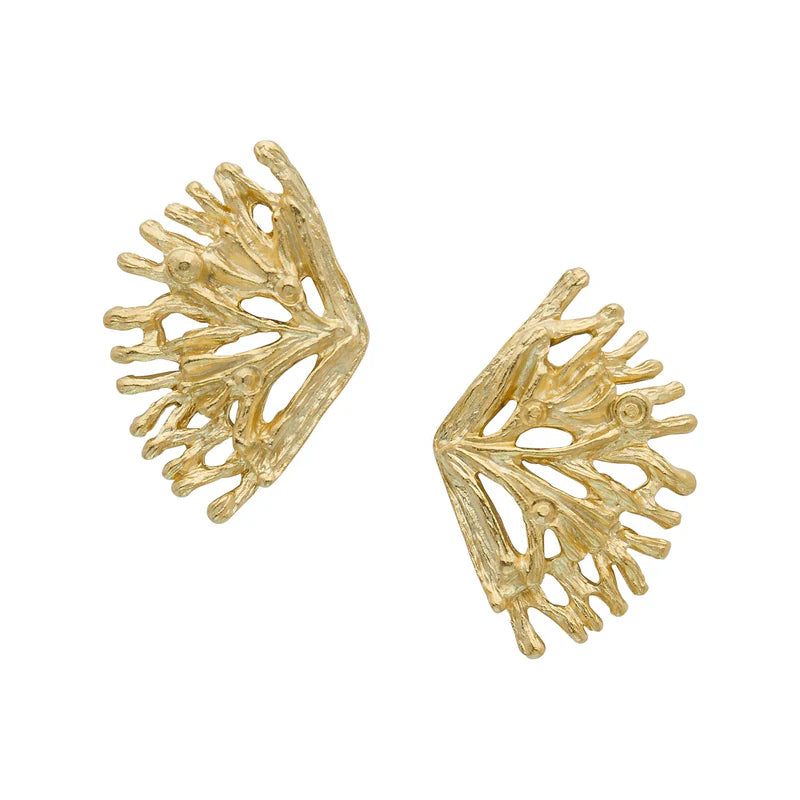 Gold Coral Branch Stud Earrings*