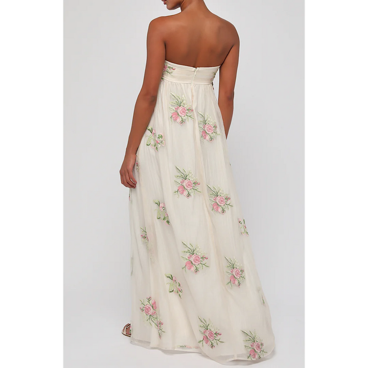 Fiona Floral Embroidery Strapless Dress