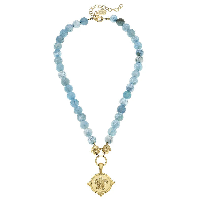 Gold Turtle Fire Agate Necklace*