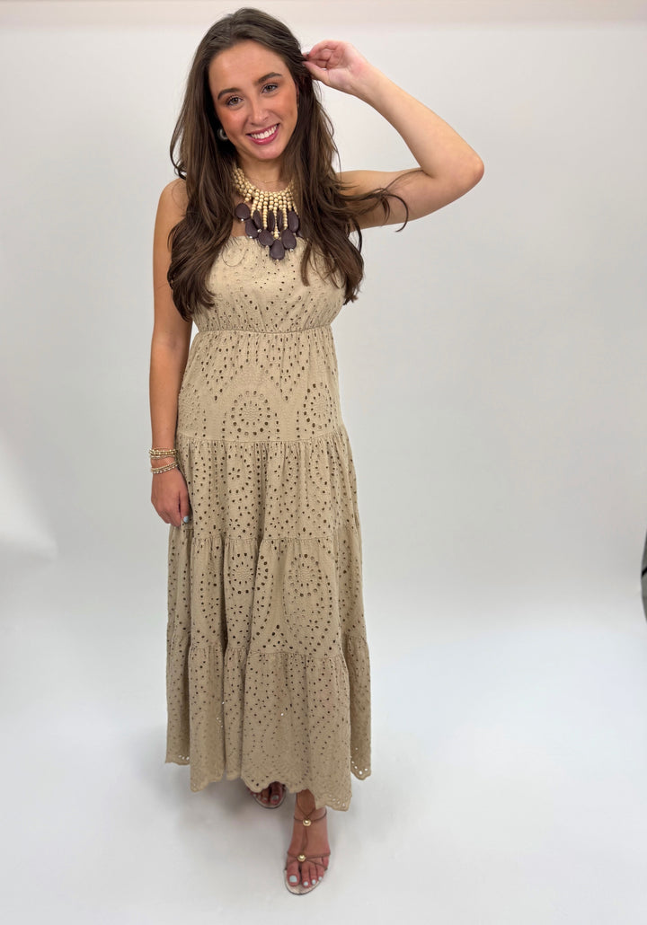 Strapless Eyelet Tiered Dress