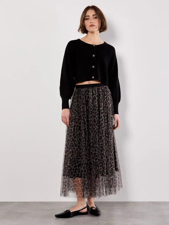Apricot Leopard Tulle Skirt