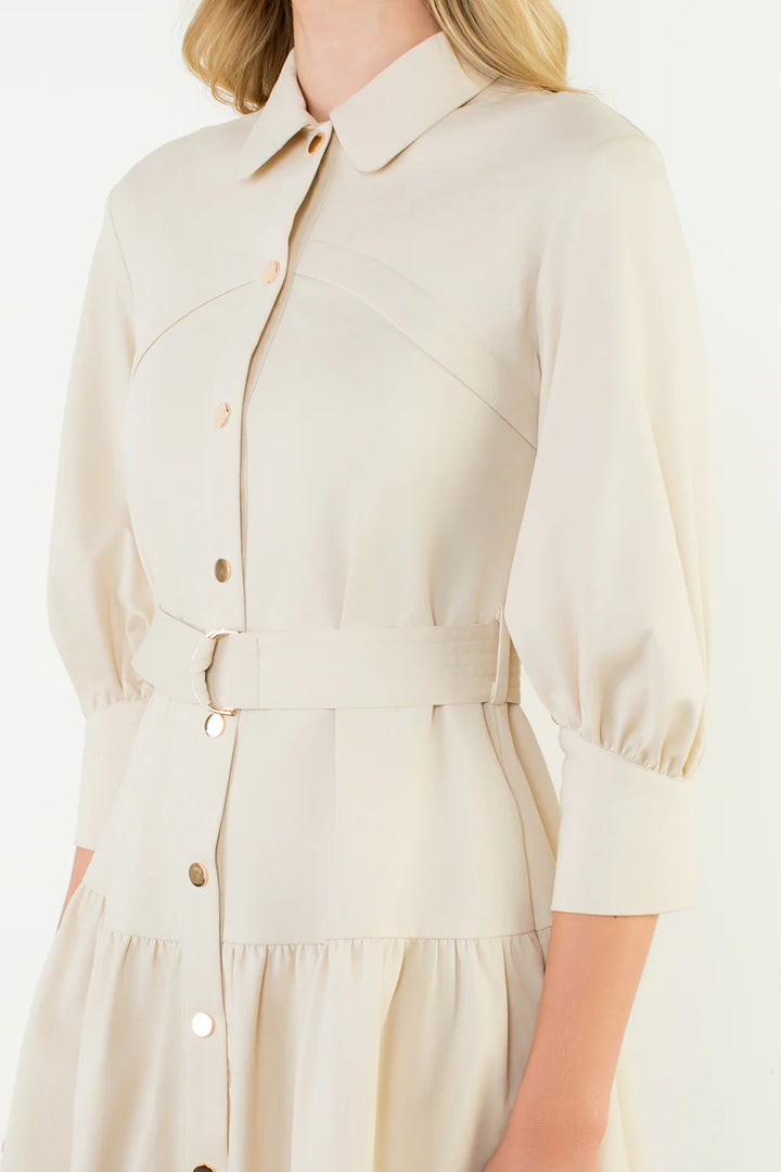 Mid Sleeve Button Up Dress