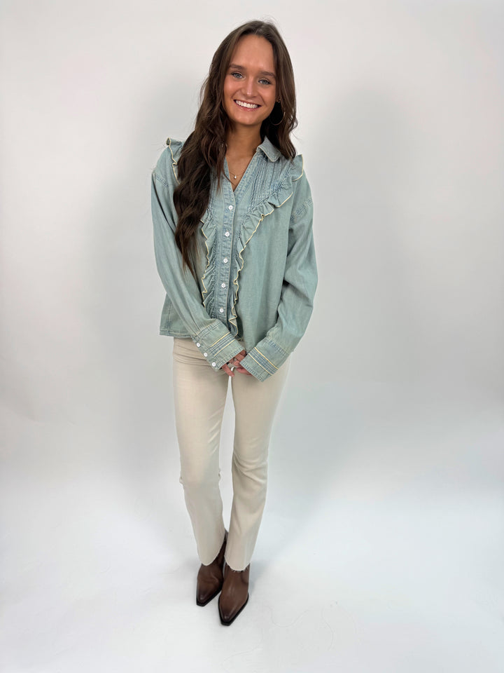 Tattered and Ruffled Top in Vintage Wash