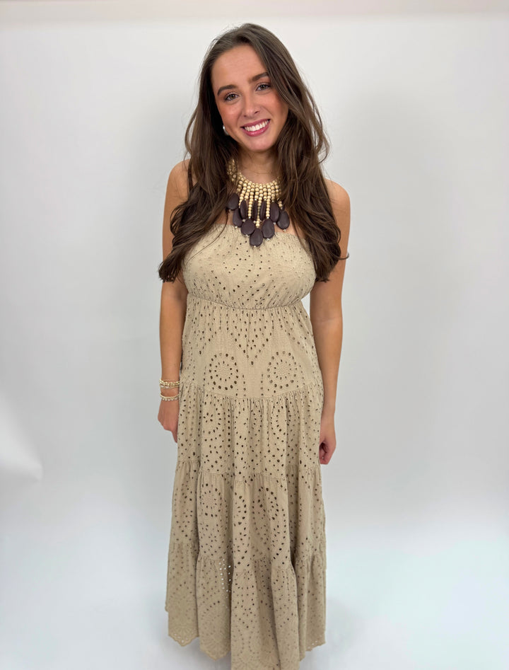 Strapless Eyelet Tiered Dress