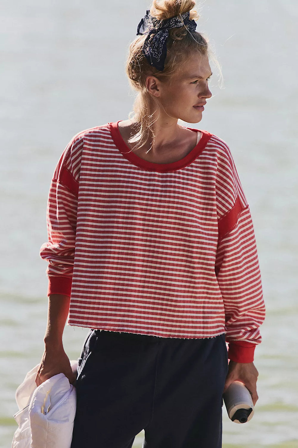 Free People My Time Textured Layer Top / Victory Red