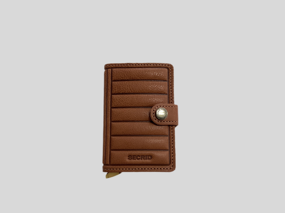 Premium Miniwallet Emboss Lines Cognac