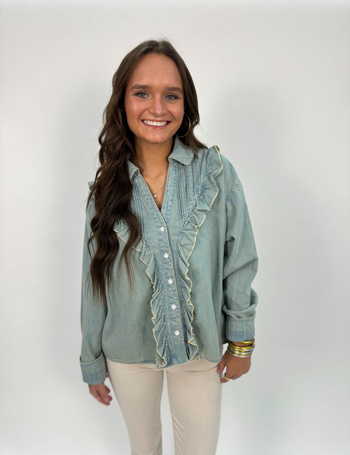 Tattered and Ruffled Top in Vintage Wash