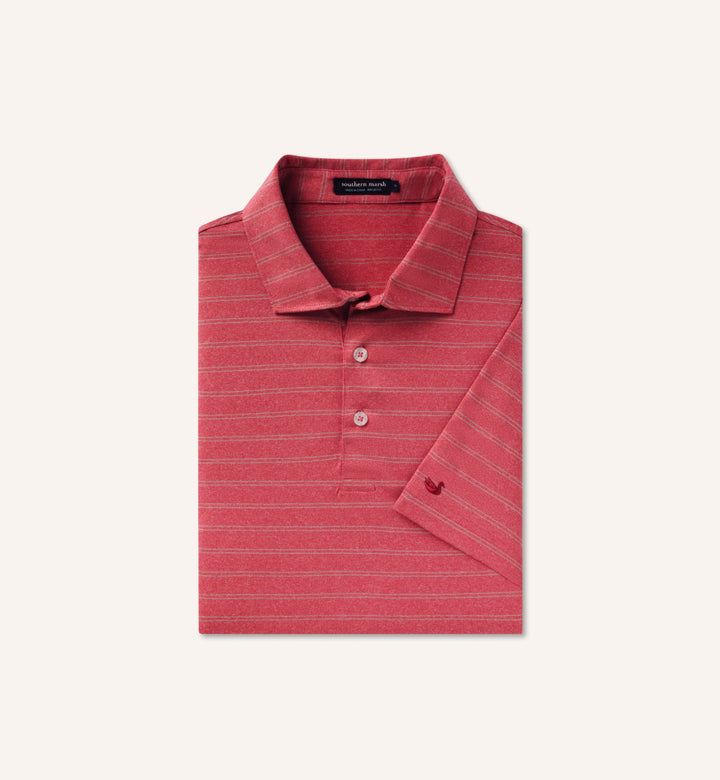 Newcastle Stripe Featherlight Polo- Rhubarb