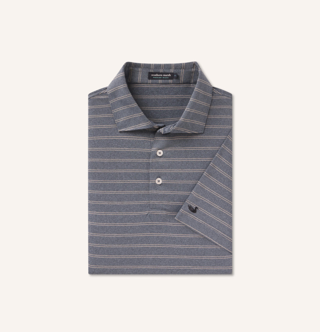 Newcastle Stripe Featherlight Polo- Washed Lunar