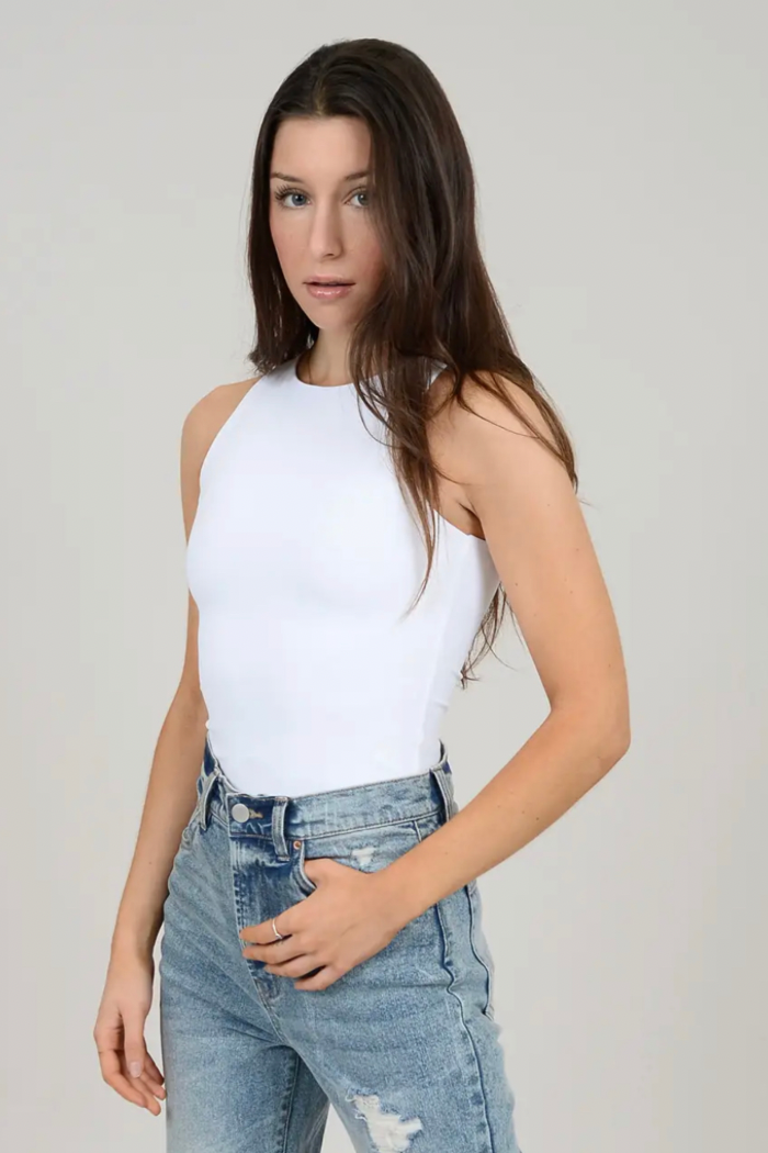 Roxanna Tank Bodysuit / White