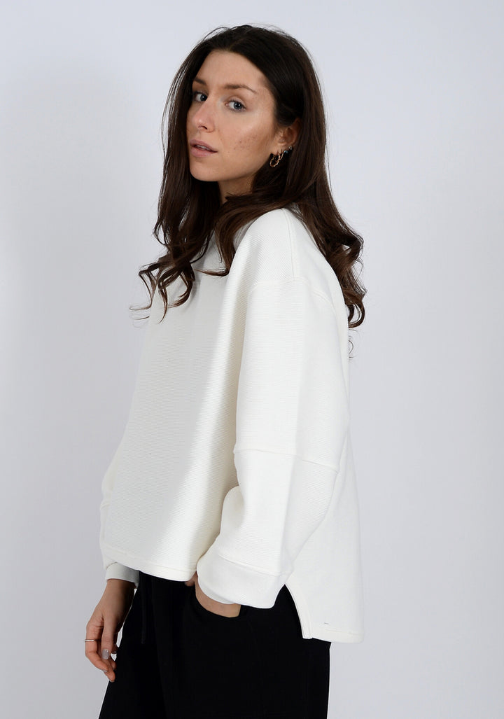 Lucina Ottoman Soft Knit Long Sleeve Top / Calla Lily