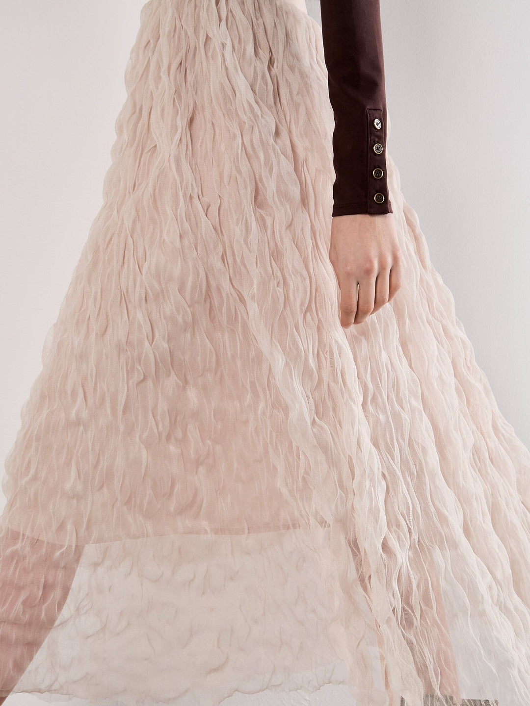 Wavy Tulle Midi Skirt