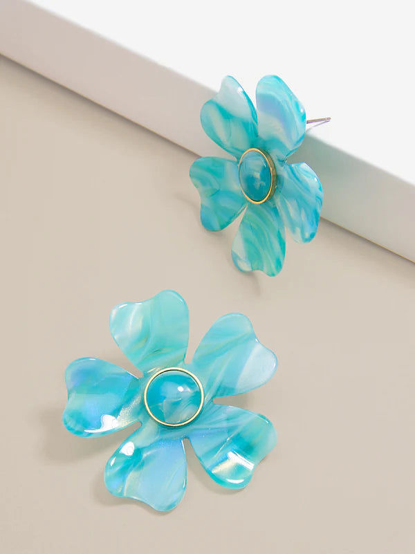 Resin Flower Tortoise Statement Earring