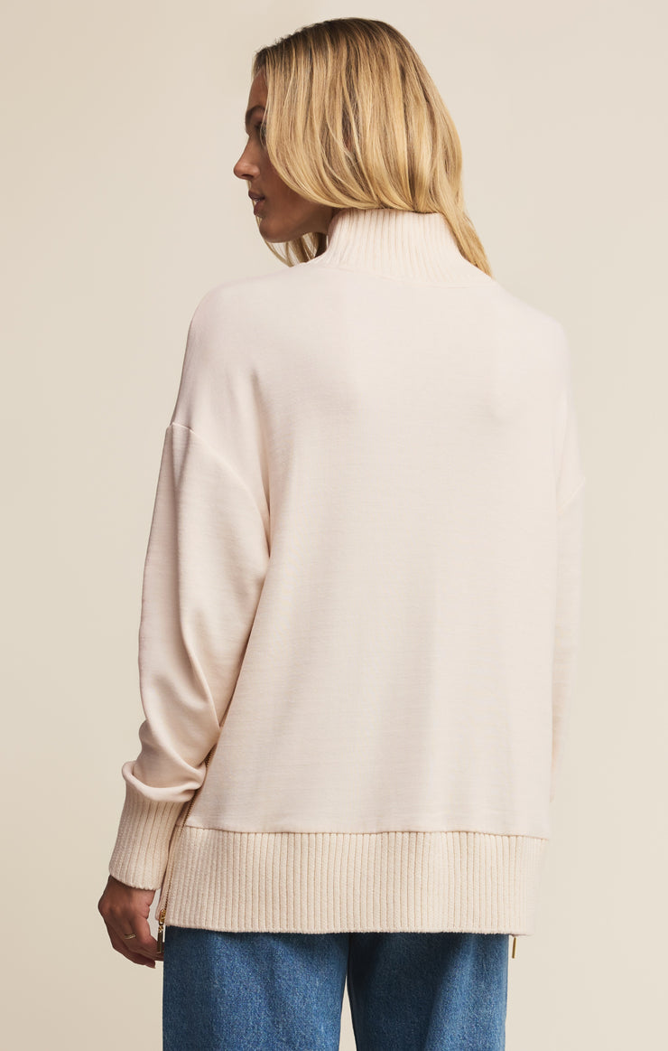 Sable Luxe Mock Neck Top / Warm White