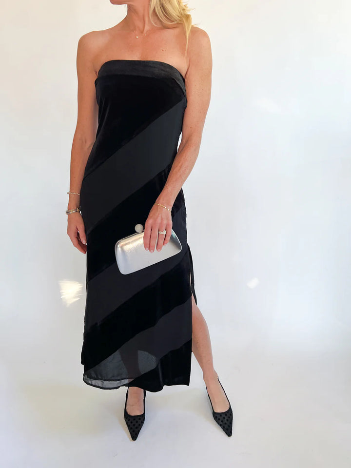 Surrey Velvet Striped Midi Dress
