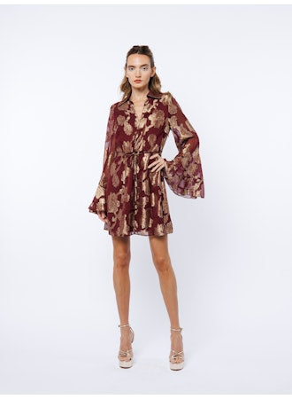 Cascade Bell Sleeve Mini Dress