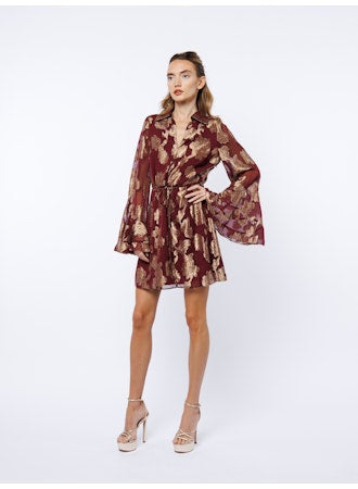 Cascade Bell Sleeve Mini Dress