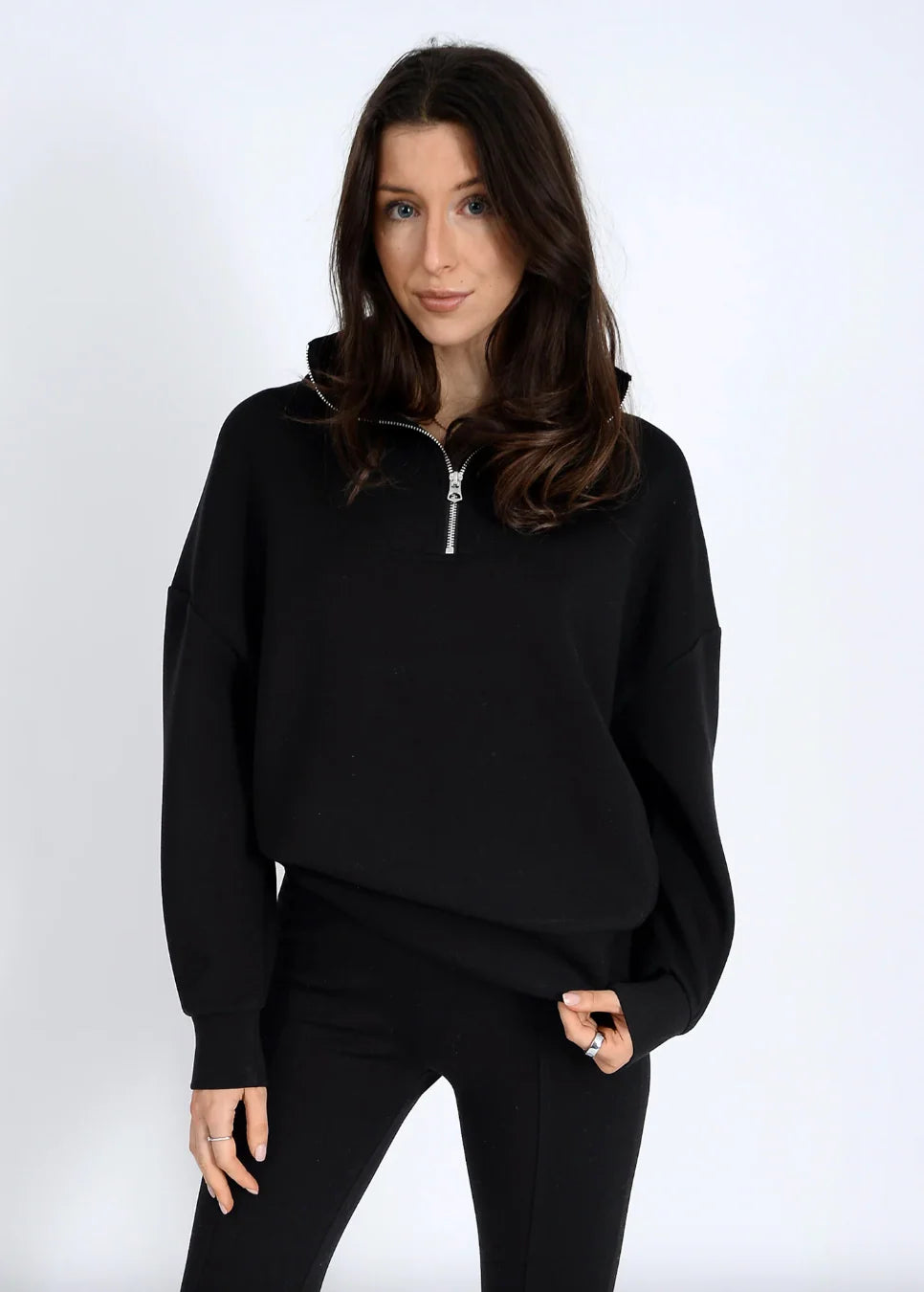 Seanni Soft Knit Half Zip Pullover / Black