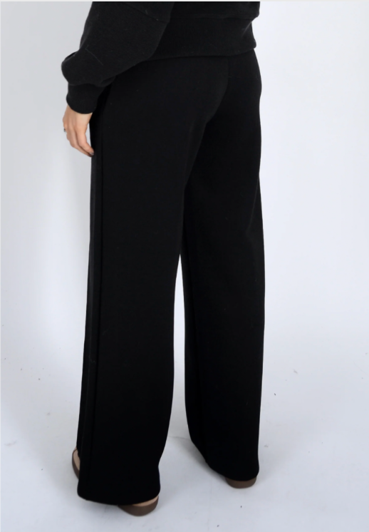 Prida Soft Knit Drawstring Pull On Straight Leg Pants / Black