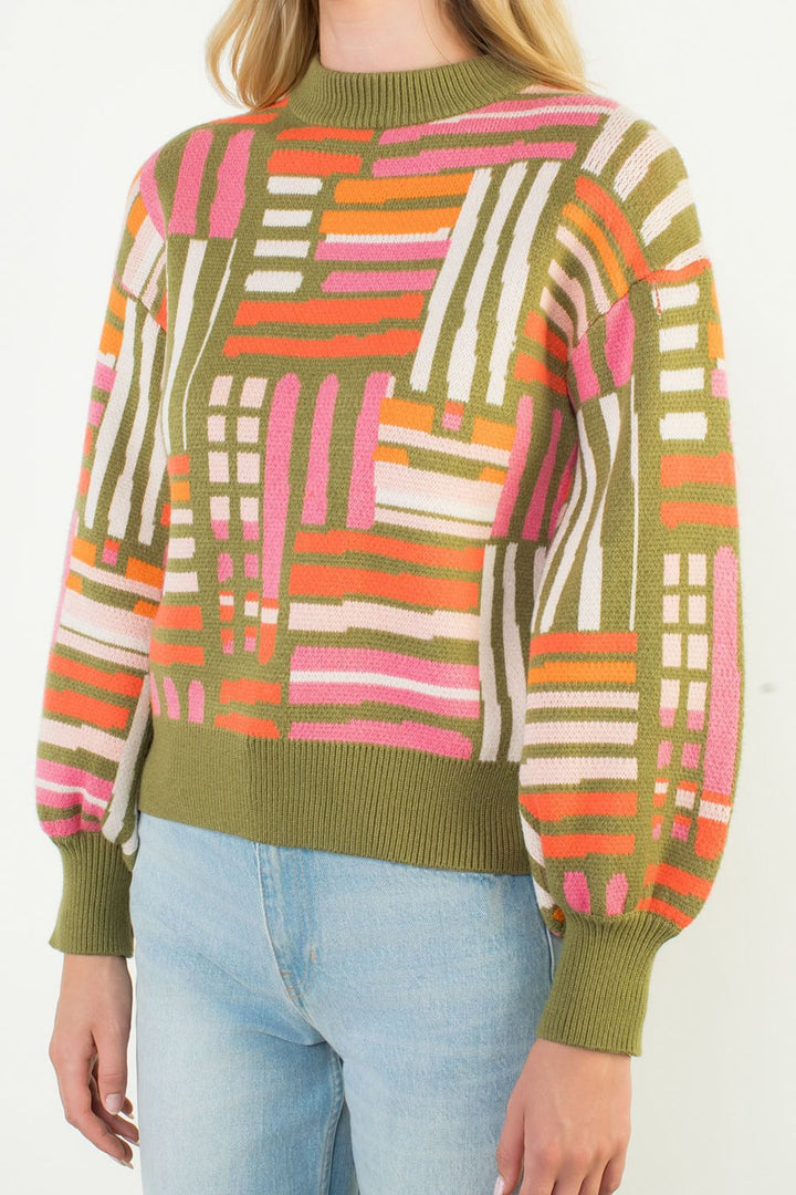 Colorful Pattern Knit Sweater