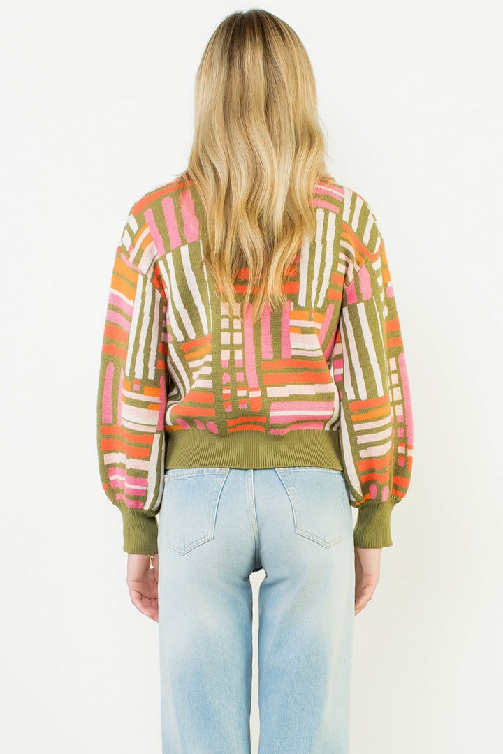 Colorful Pattern Knit Sweater