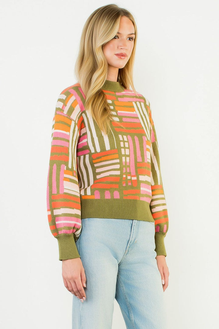 Colorful Pattern Knit Sweater
