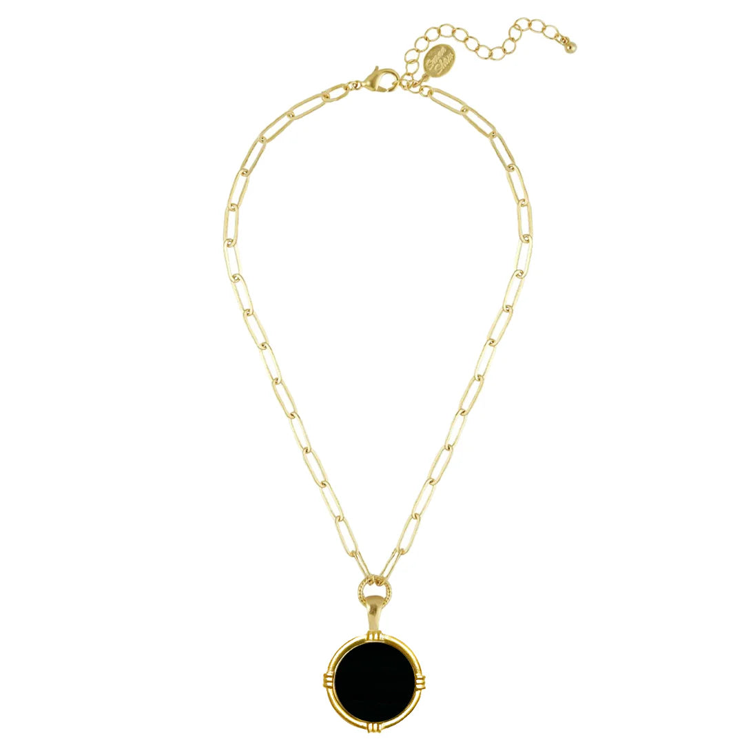 Ida Paperclip Necklace - Black Onyx*