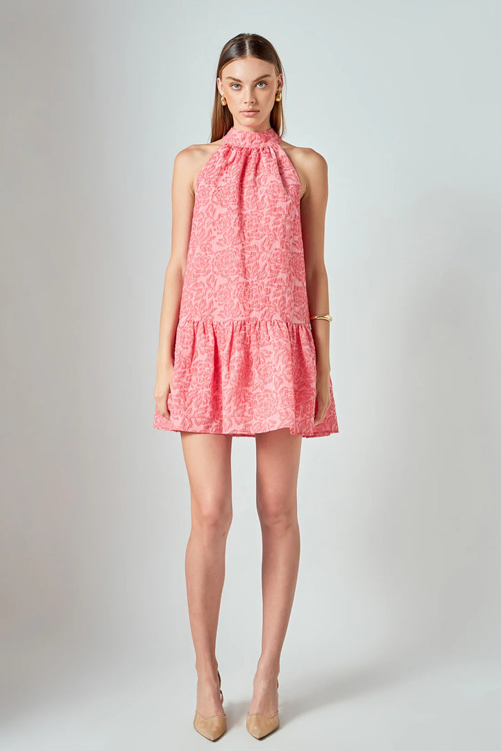 Jacquard Mock Neck Mini Dress