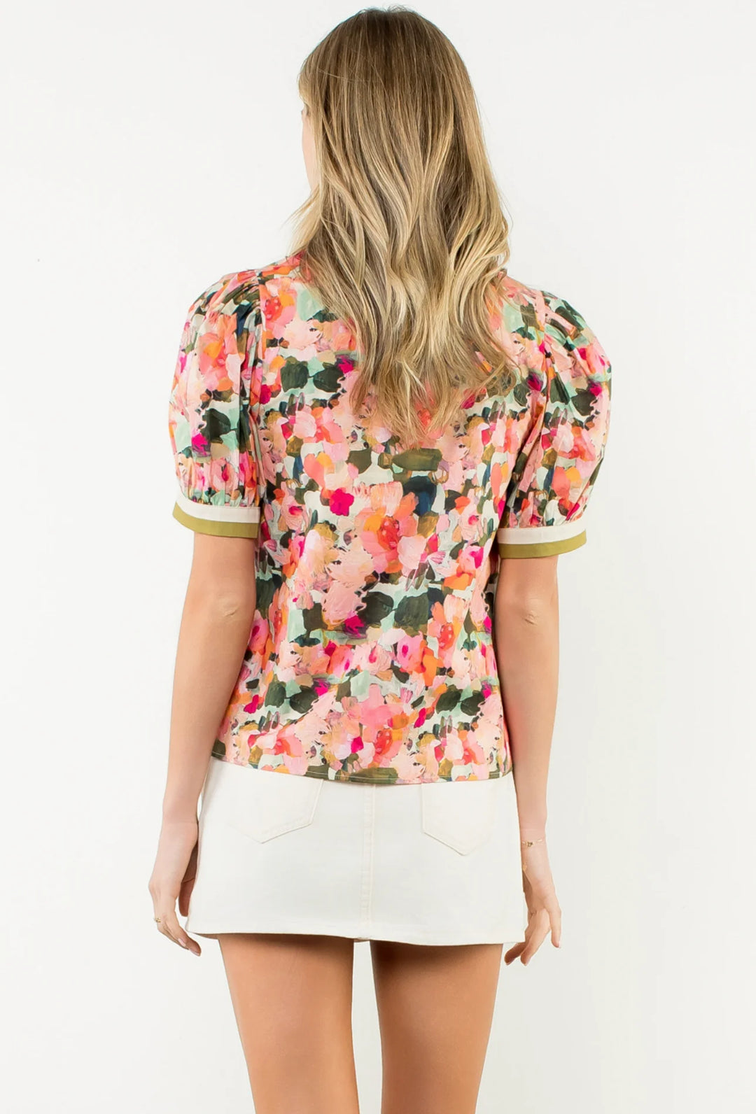 Puff Sleeve Multi Color Top