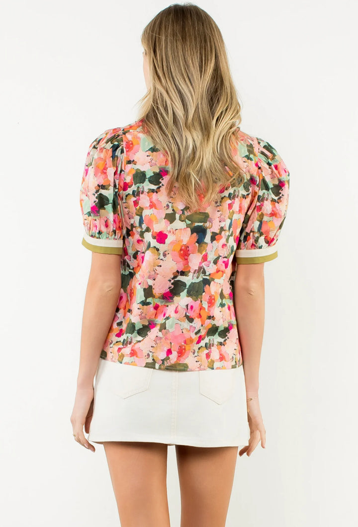Puff Sleeve Multi Color Top