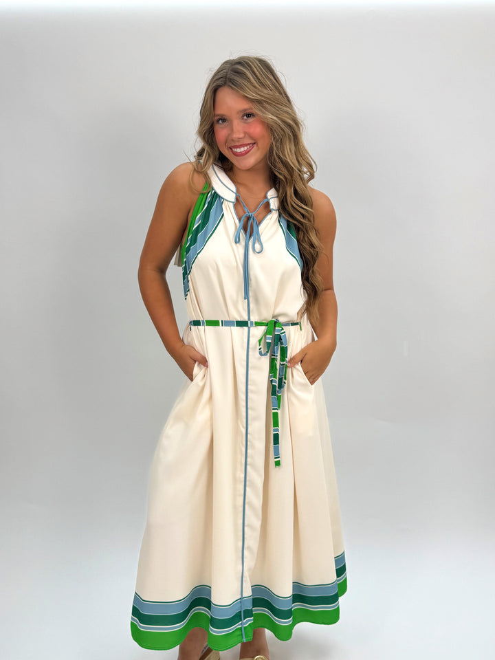 Mavis Striped Halter Midi Dress