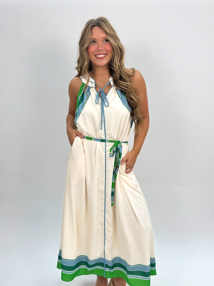 Mavis Striped Halter Midi Dress