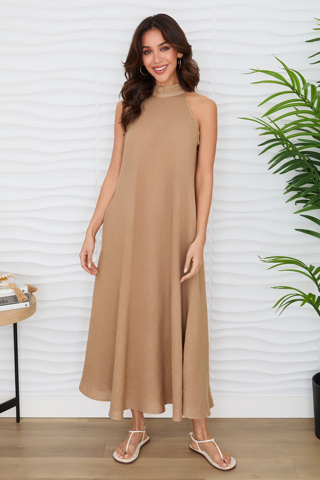 Solid Linen Maxi Dress