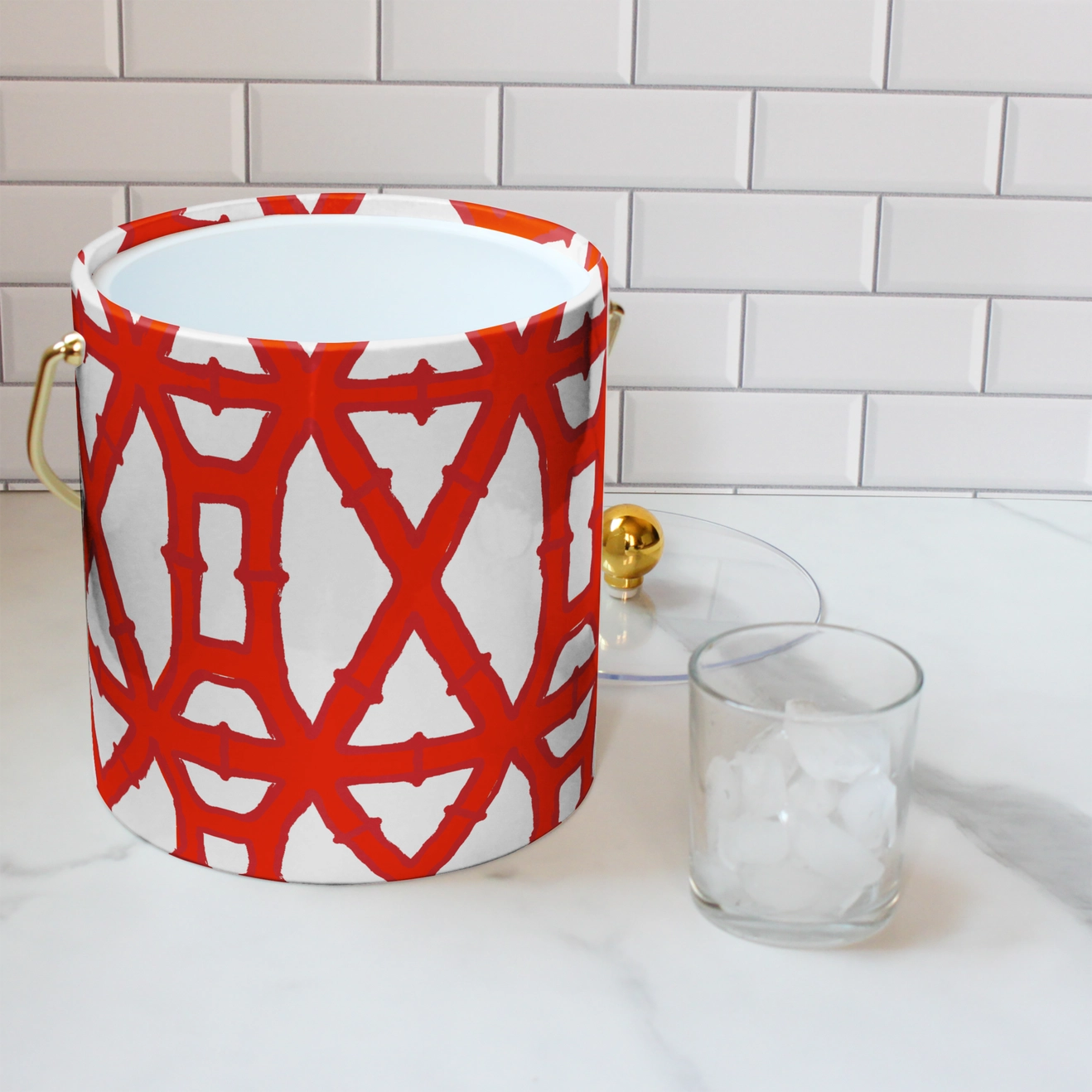 Bamboo Red Ice Bucket