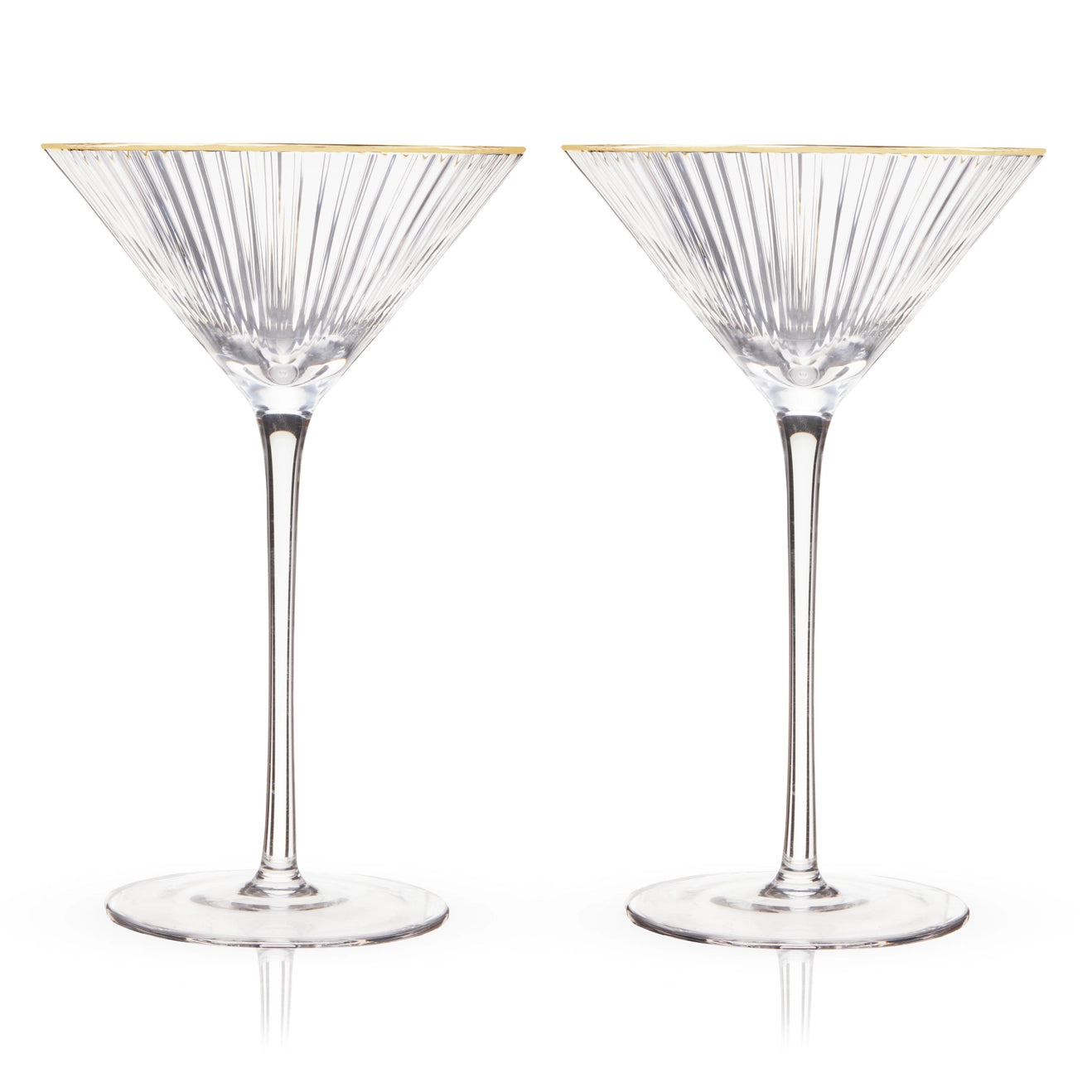 Gold-Rimmed Crystal Martini Glasses - Set of 2