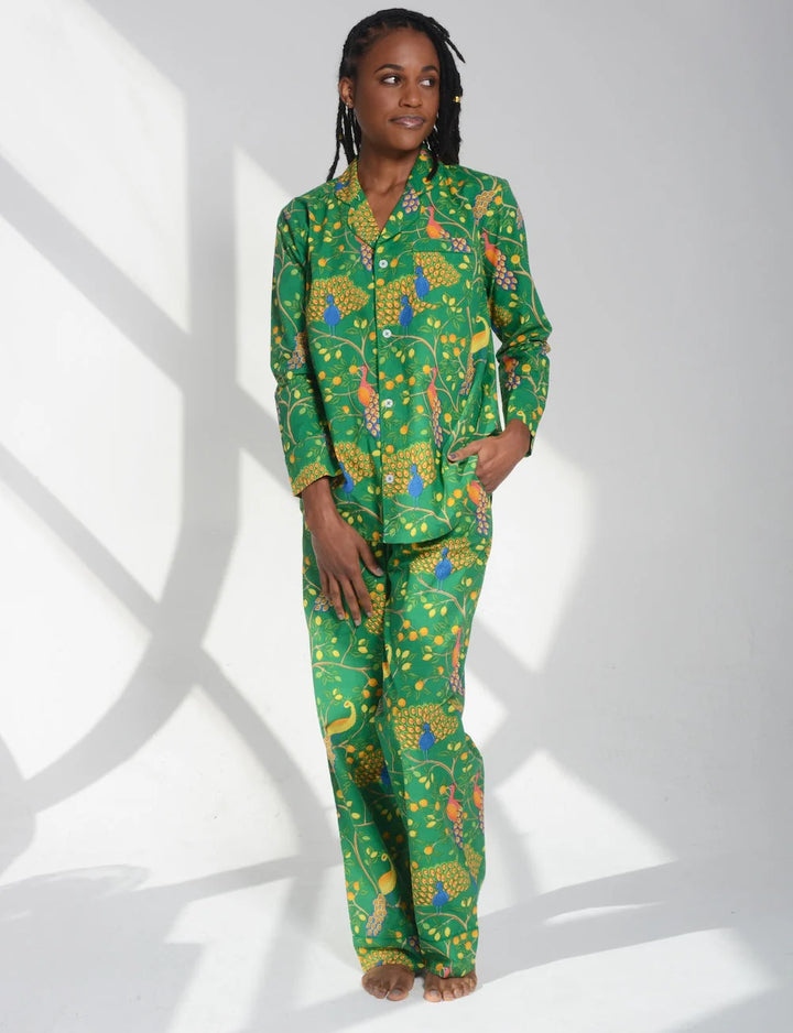 Fearless Peacock | Long Sleeve Pajama set - Green