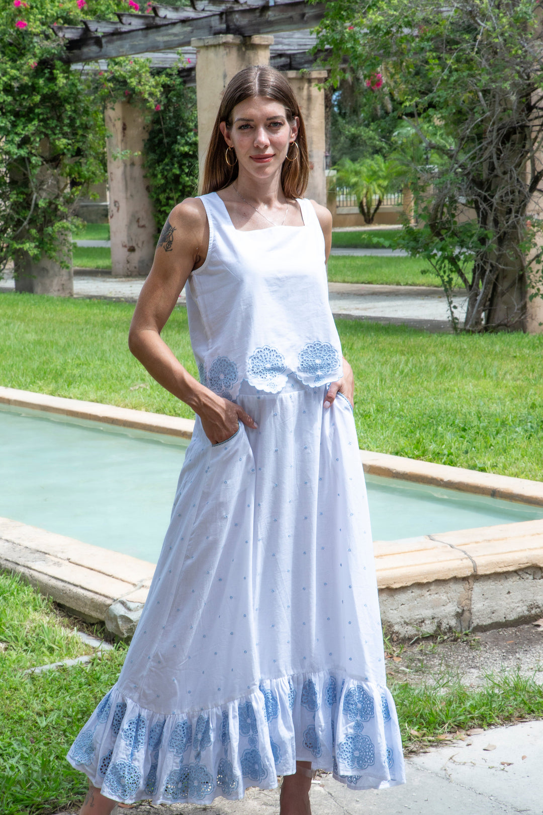 AUSTIN SKIRT | WHITE EMBROIDERY