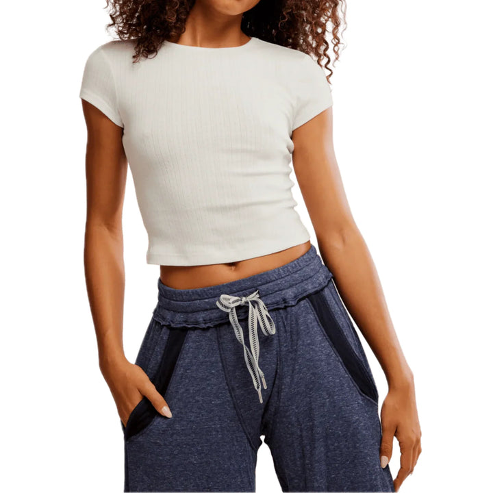 Wait A Minute Baby Tee in Oatmeal