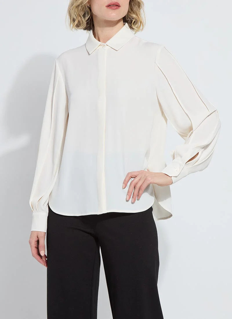 Ivette Pleated Balloon Blouse / Natural Pearl