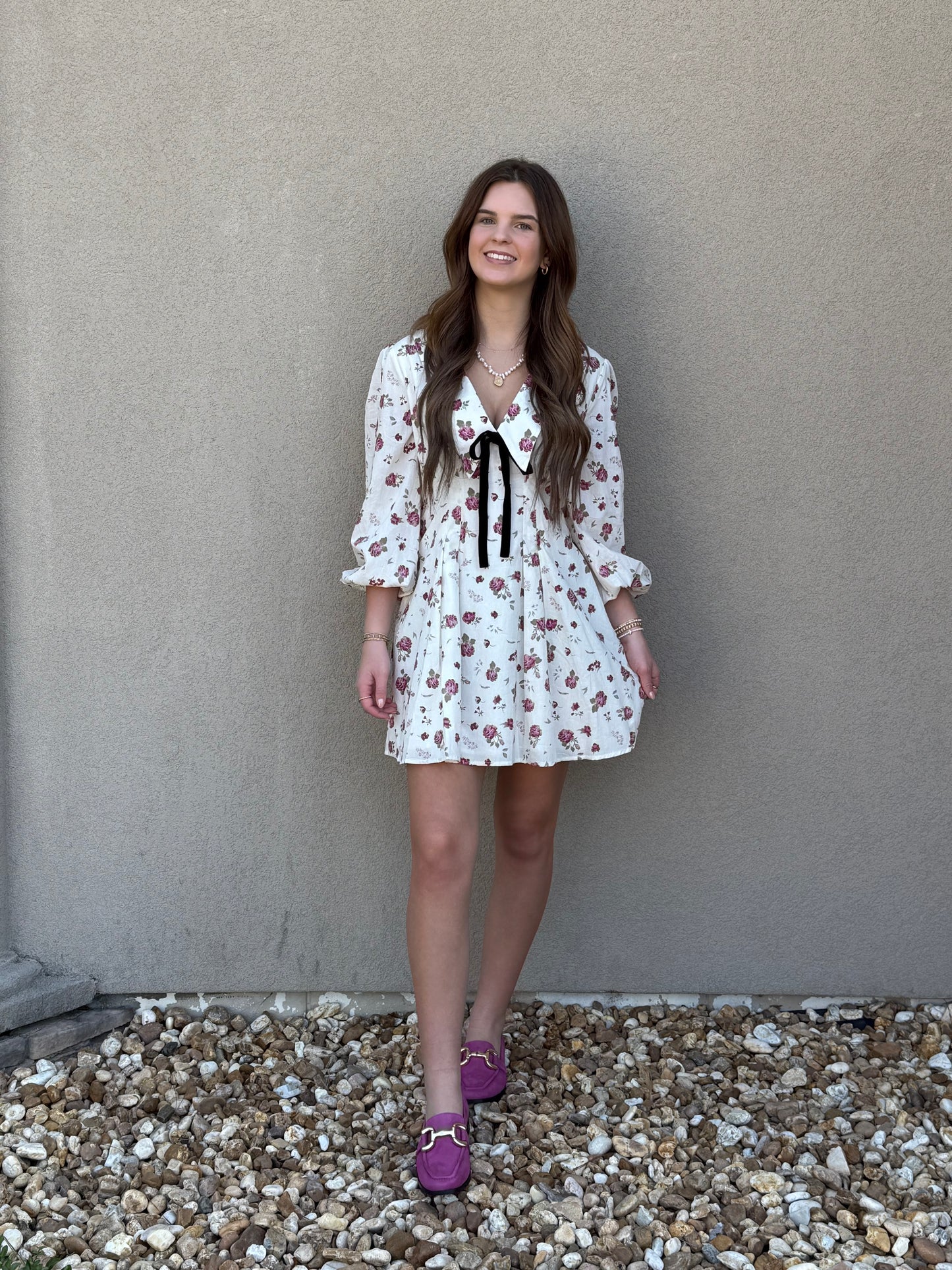 Floral Dress Velvet Ties