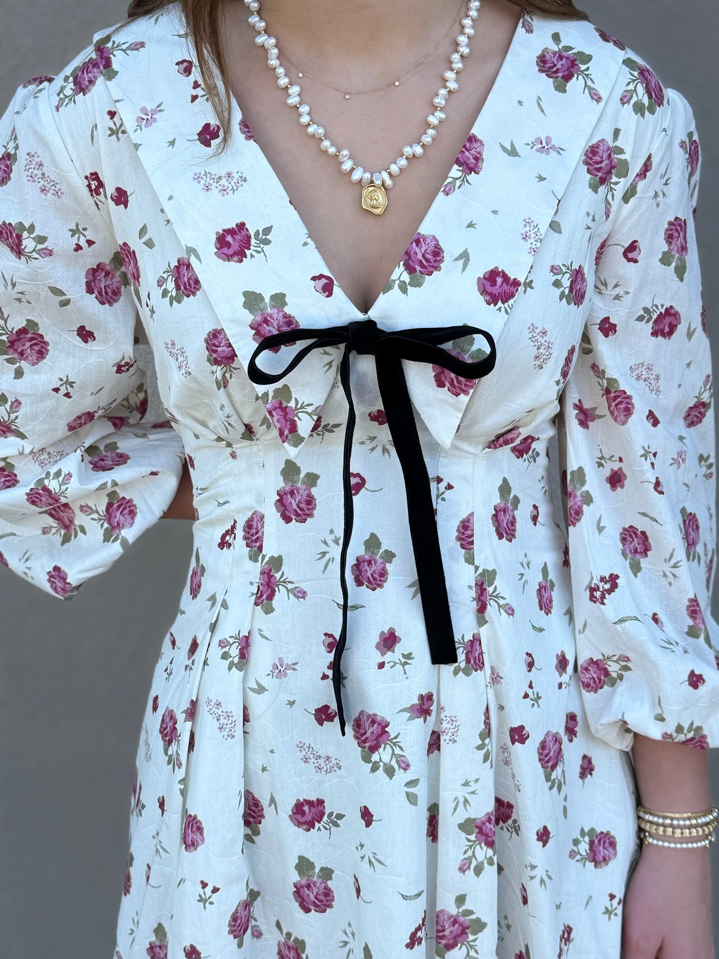 Floral Dress Velvet Ties