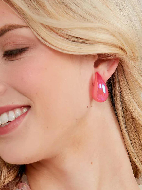 Iridescent Crescent Drop Earring