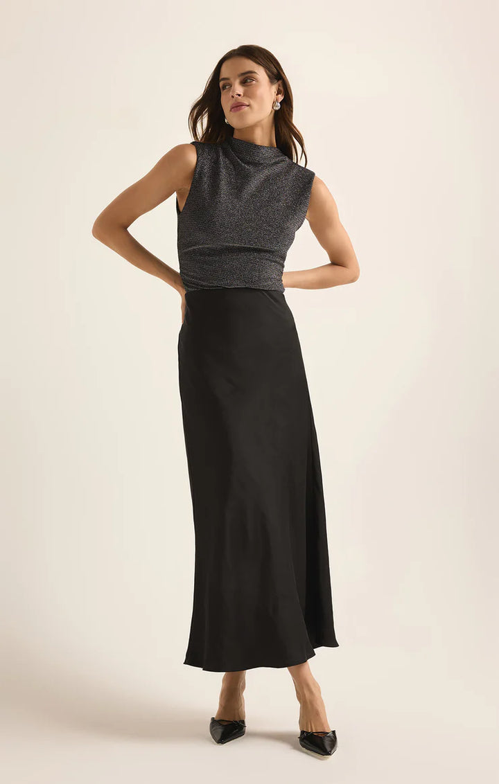 Europa Poly Sheen Skirt Black