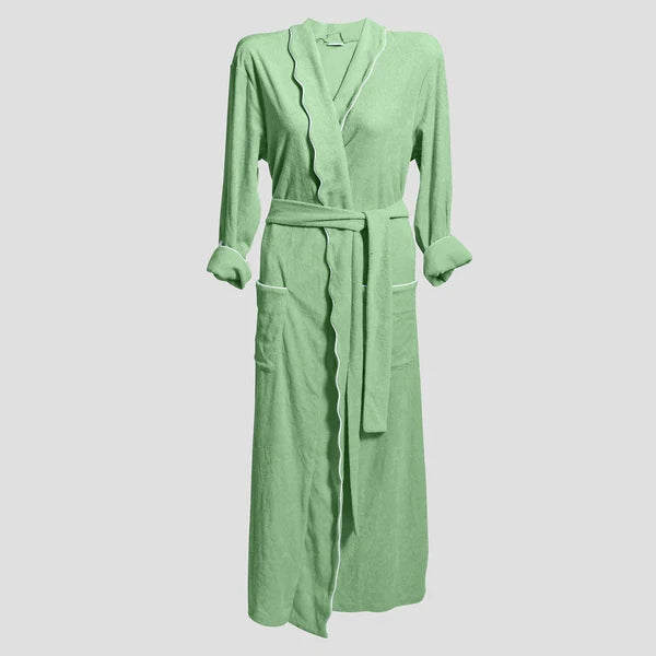 Scalloped Long Lightweight Robe | Basil