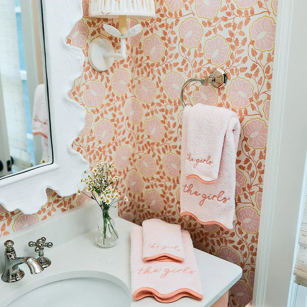 Ballet Pink Scalloped Hand Towel | Coral Edge