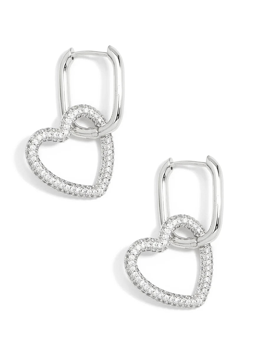 Classic Crystal Heart Link Drop Earring