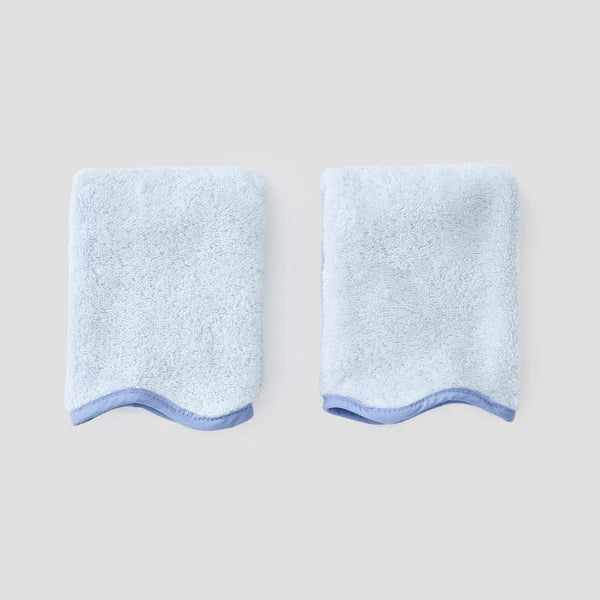 Light Blue Scalloped Washcloth | French Blue Edge - Set of 2