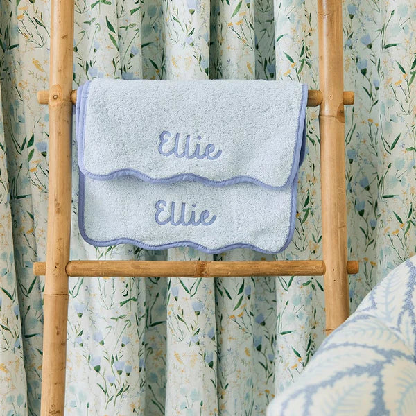 Light Blue Scalloped Washcloth | French Blue Edge - Set of 2